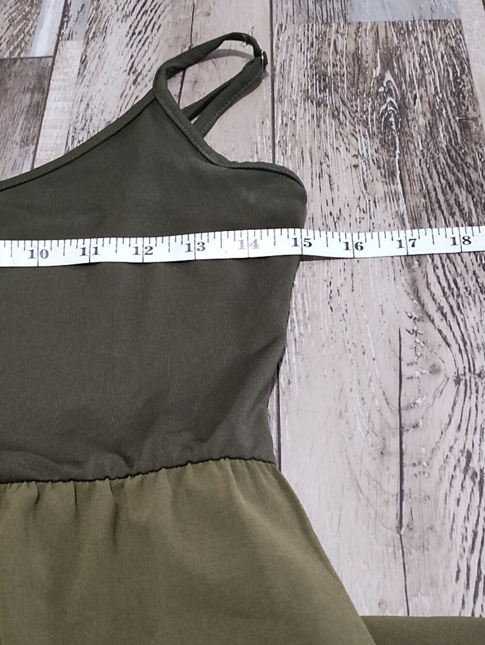 Smocked Bodice Wide-Leg Olive Jumpsuit for Women - Picture 9 of 13